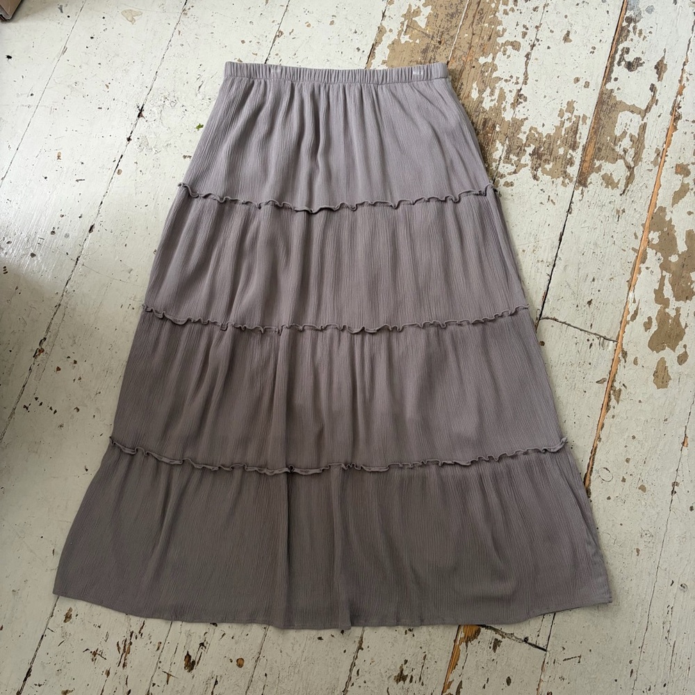 Hollister Taupe Tiered Midi Maxi Skirt Ultra High Rise XL